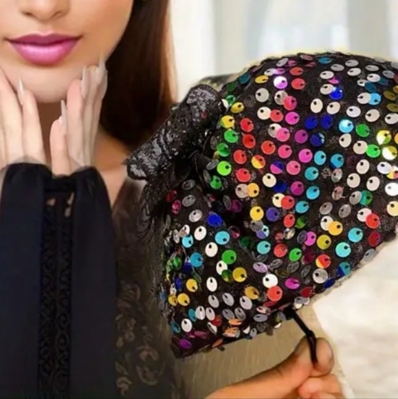 New Vintage look half cap headband Sequins lace - Picture 3 of 4